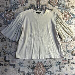 Weekend Max Mara Puff Sleeve Cotton Blouse Women's Cream Top Size Medium